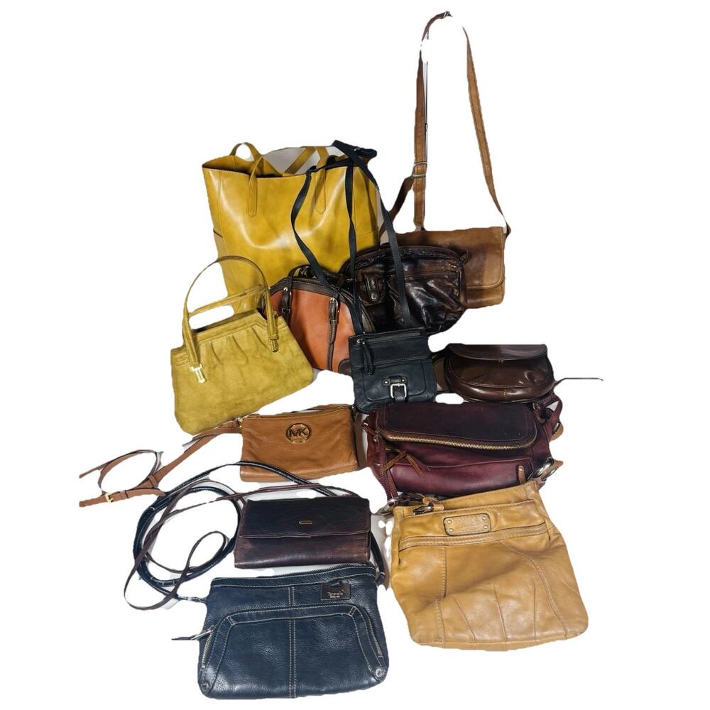 Leather Bag Purse Tote Lot 12PC Boho VTG Crossbody MARGOT JOY Tignanello Kors